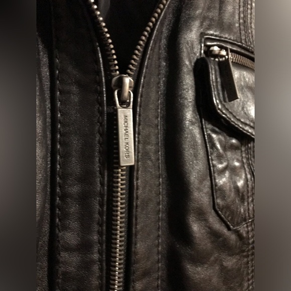 Michael Kors- Genuine Black Leather Jacket - Picture 4 of 16